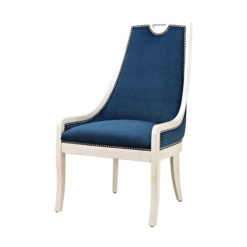 Sterling Constanzie Wood & Fabric Chair (Navy Blue & White)