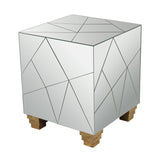 Dimond Home Mirrored Mosaic Wood Cube Foot Stool (Silver & Gold)