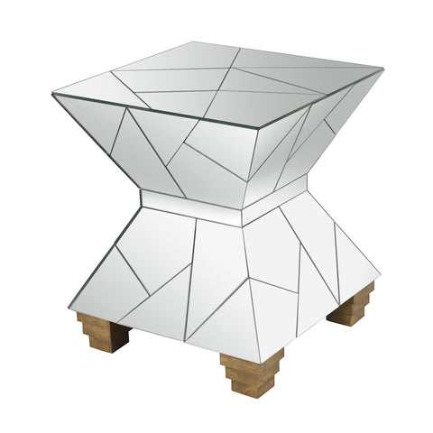 Dimond Home Mirrored Mosaic Wood Hourglass Foot Stool (Silver & Gold)