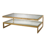 Dimond Home Key Metal & Glass Coffee Table (Gold & Clear Shelves)