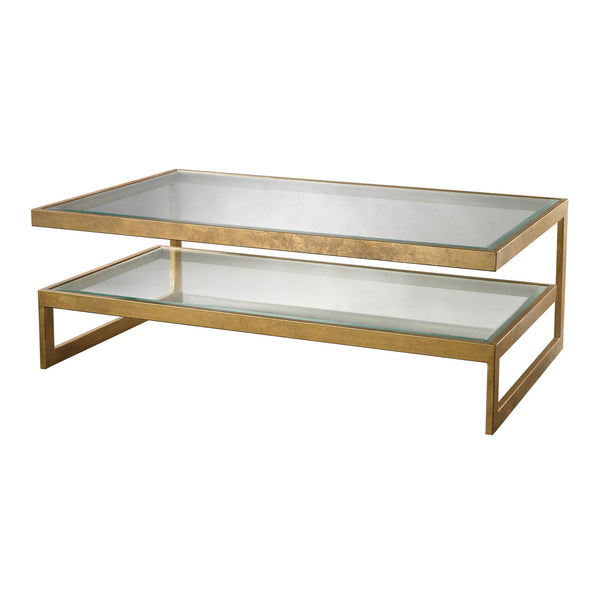 Dimond Home Key Metal & Glass Coffee Table (Gold & Clear Shelves)