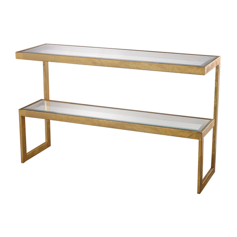Dimond Home Key Metal & Glass Console Table (Gold & Clear Shelves)