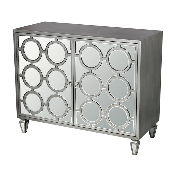 Platinum Ring Clear Mirror Silver Vintage Dresser Credenza Cabinet