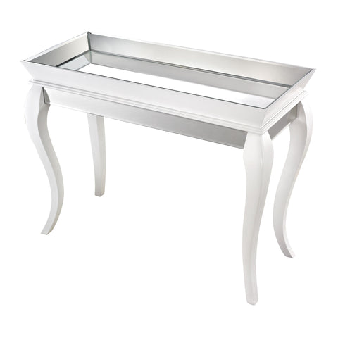 Sterling Glass & Wood Console Table (White with Mirrored Top)
