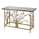 Sterling Branched Metal & Glass Console Table (Gold with Mirrored Top)