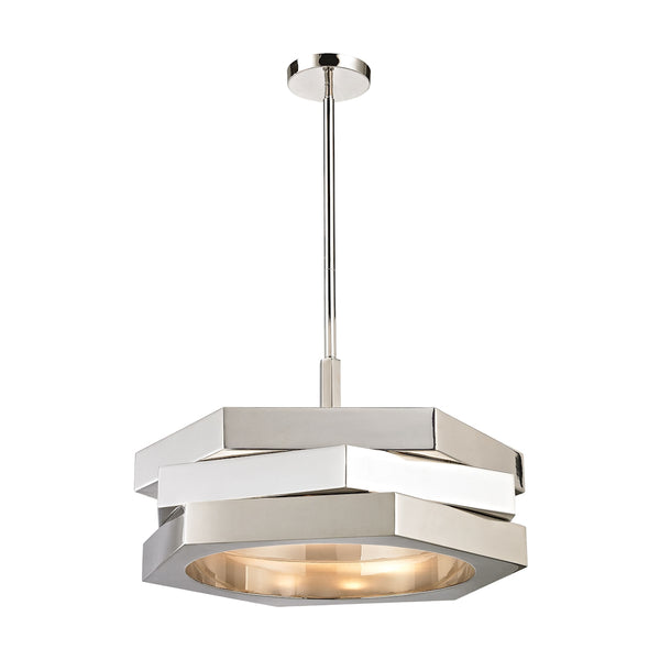 Facet 3 Light In Polished Nickel Light Vintage Fixture Ceiling Pendant