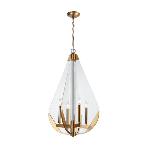 Vapor Cone Aged Brass Clear Acrylic Light Vintage Fixture Ceiling Chandelier