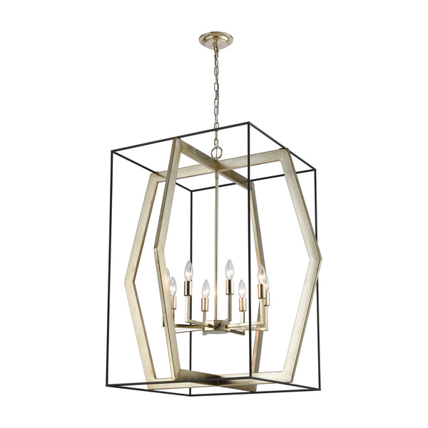 Mixed Geometries Pendant Oil Rubbed Bronze Antique Silver Leaf Light Chandelier