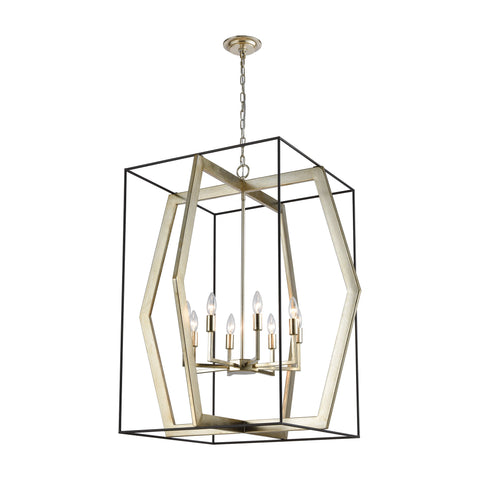Mixed Geometries Pendant Oil Rubbed Bronze Antique Silver Leaf Light Chandelier