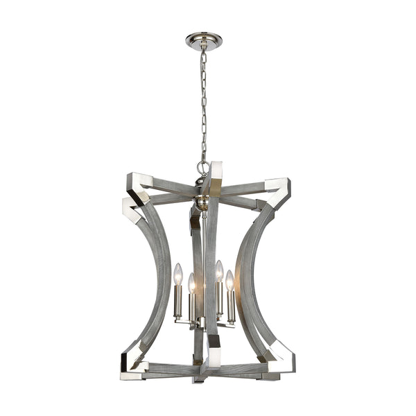 Mies Large Gray Polished Nickel Light Vintage Fixture Ceiling Pendant