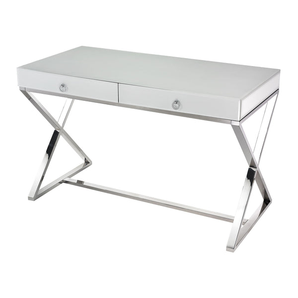 Dimond Home White Metal & Glass Desk (White & Silver)