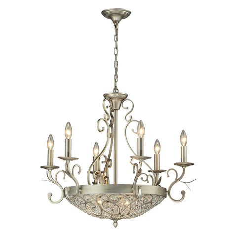 Andalusia 6+3-Light Aged Silver Light Vintage Fixture Ceiling Chandelier