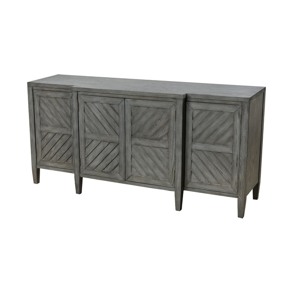 Half Moon Bay Reclaimed Grey Mdf Solid Wood Veneer 4-Door Credenza Cabinet