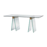 Dimond Home Frankfurt Tempered Glass Desk (Clear & Natural Woodtone)