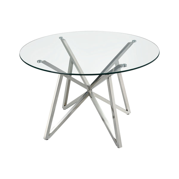 Worlds Fair Polished Nickel Clear Vintage Room Banquet Dining Table