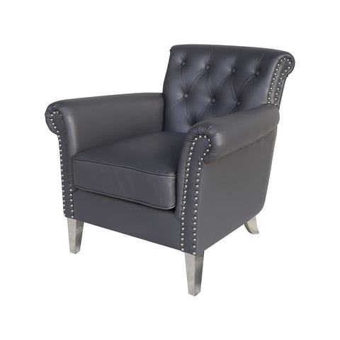 Havilland Grey Faux Leather Stainless Steel Modern Lounge Dining Chair