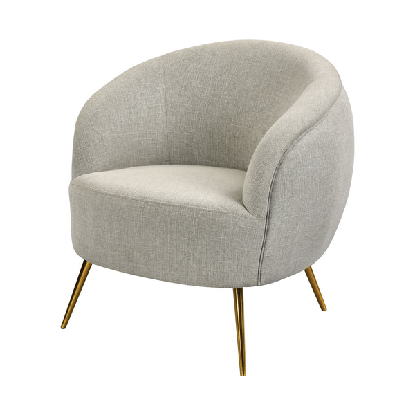 Seeming In Grey Linen And Brass Modern Lounge Dining Chair