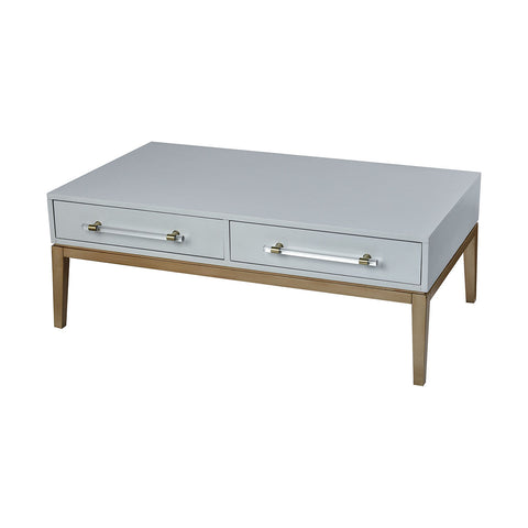 Girl Friday Light Grey Gold Clear Acrylic Hardware Vintage Coffee Table