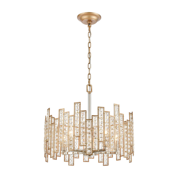 Equilibrium 5-Light Matte Gold with Clear Crystal Glass Vintage Fixture Pendant