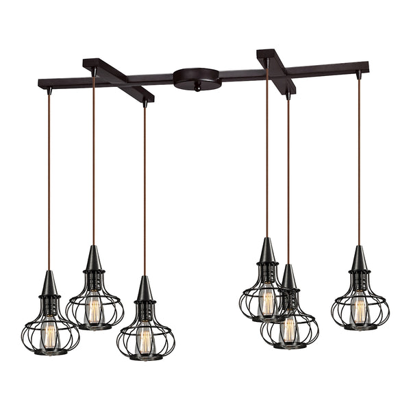 Yardley Collection 6 light Oil Rubbed Bronze Glass Vintage Fixture Pendant