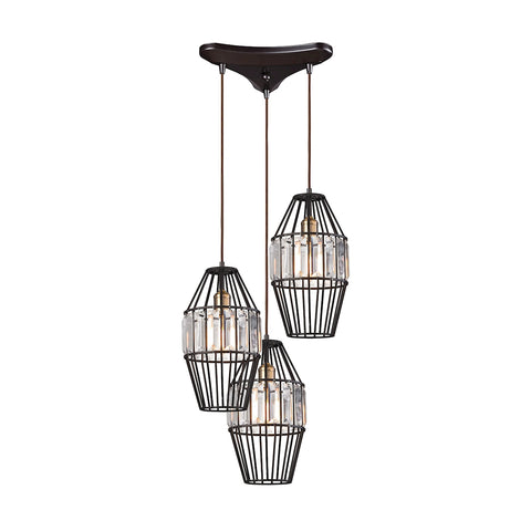 Yardley 3 Light Oil Rubbed Bronze Light Glass Vintage Fixture Ceiling Pendant