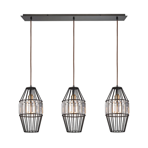 Yardley 3 Light Oil Rubbed Bronze Light Glass Vintage Fixture Ceiling Pendant