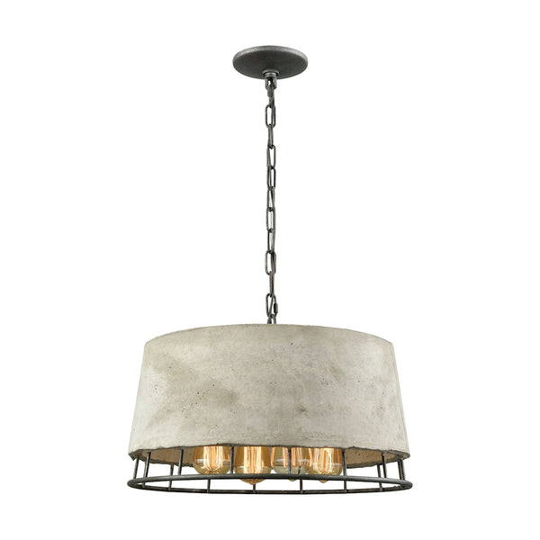 Brocca 4-Light Silverdust Iron with Concrete Shade Light Vintage Chandelier