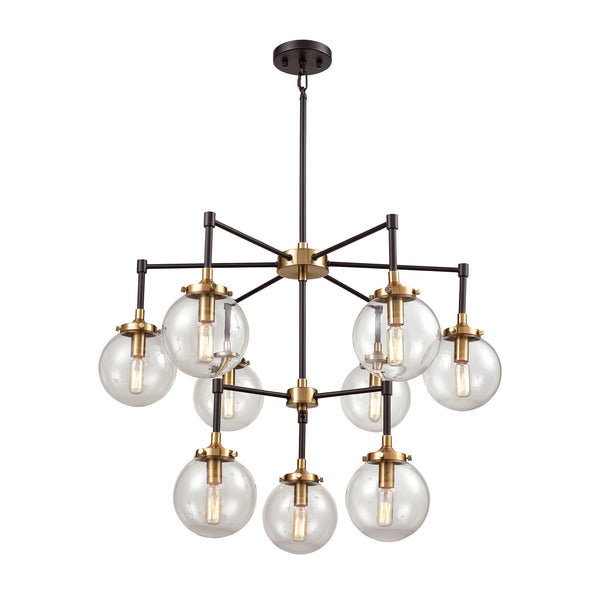 Boudreaux 9-Light Matte Black/Antique Gold Light Vintage Fixture Chandelier