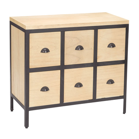 Sterling 6-Drawer Wood & Iron Chest (Natural Woodtone & Black)