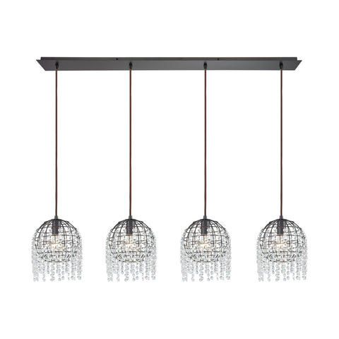 Yardley 4 Oil Rubbed Bronze Light Glass Vintage Fixture Ceiling Pendant