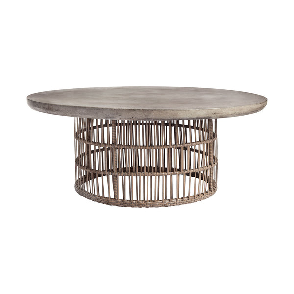 Dimond Home Refuge Concrete & Rattan Wicker Coffee Table (Dark Gray)