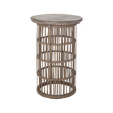 Dimond Home Refuge Concrete & Rattan Wicker Side Table (Dark Gray)