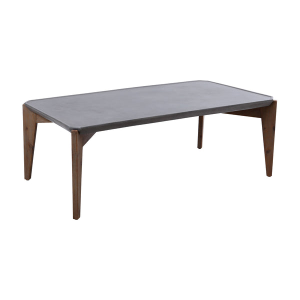 Cobble Hill Polished Concrete Silver Brushed Acacia Vintage Coffee Table