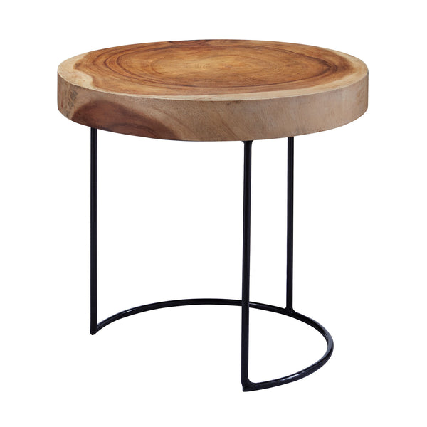 Dimond Home Suar Wood Slab & Metal Accent Table (Black & Natural Woodtone)