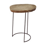 Dimond Home Stone Slab & Metal Wire Frame Table – Medium (Black & Gray)