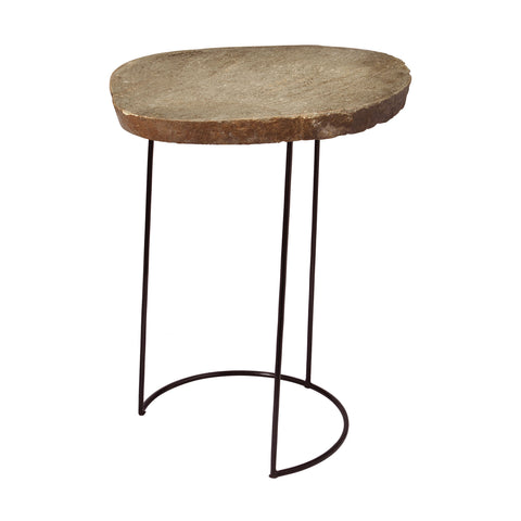 Dimond Home Stone Slab & Metal Wire Frame Table – Medium (Black & Gray)