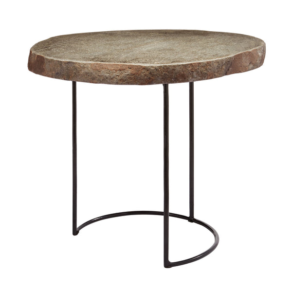 Dimond Home Stone Slab & Metal Wire Frame Table – Short (Black & Gray)