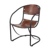 Dimond Home Retro Round Back Leather & Iron Lounge Chair (Brown & Black)