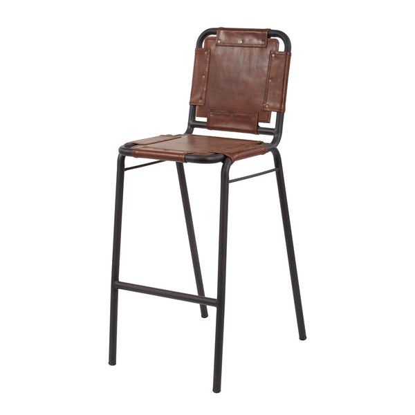Dimond Home Industrial Iron & Leather Stool (Brown & Black)