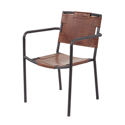 Dimond Home Industrial Leather & Iron Arm Chair (Brown & Black)