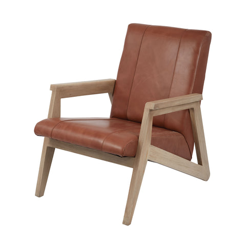 Dimond Home Angular Modern Leather & Wood Lounge Chair (Brown & Natural Woodtone)