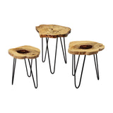 Dimond Home Wood & Metal Nesting Tables – Set of 3 (Natural Woodtone & Black)