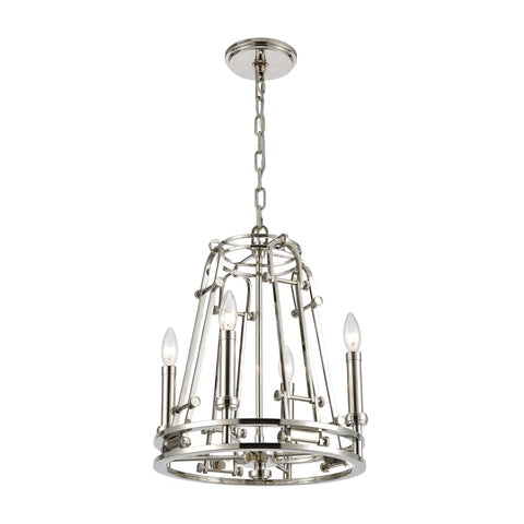 Bergamo 4-Light Polished Nickel Light Vintage Fixture Ceiling Chandelier