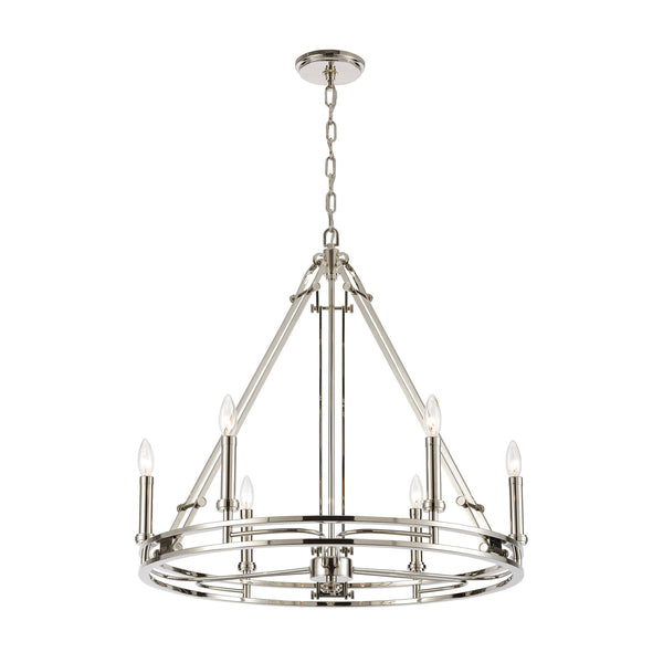 Bergamo 6-Light Polished Nickel Light Vintage Fixture Ceiling Chandelier