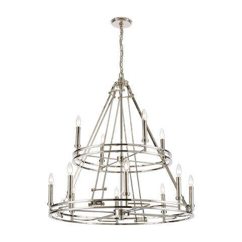 Bergamo 12-Light Polished Nickel Light Vintage Fixture Ceiling Chandelier