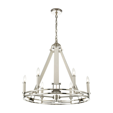 Bergamo 6-Light Polished Nickel Light Vintage Fixture Ceiling Chandelier