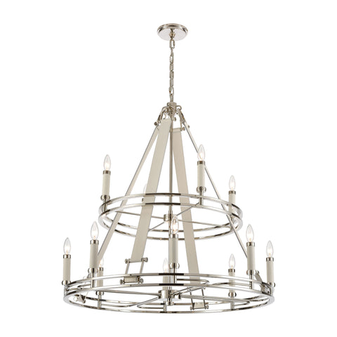 Bergamo 12-Light Polished Nickel Light Vintage Fixture Ceiling Chandelier