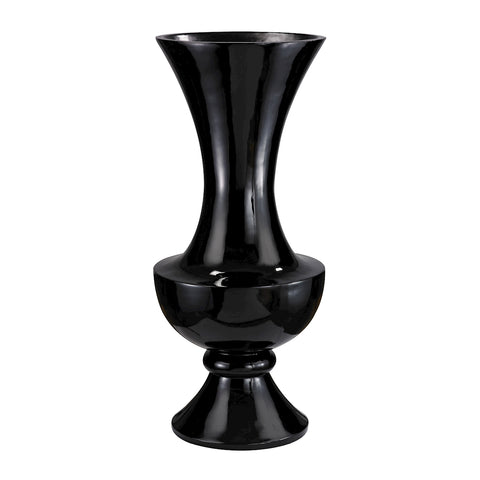 Wide Urn Gloss Black Planter Flower Pot Plant Container Vases