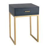 Sterling Shagreen & Metal Side Table (Navy Blue & Gold)