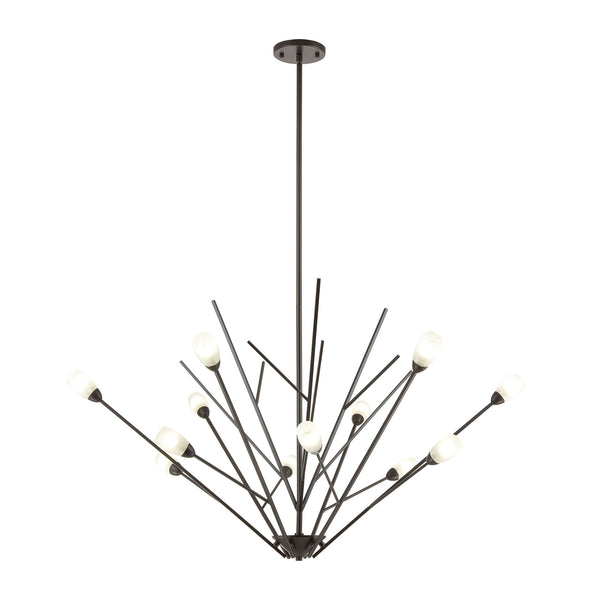 Ocotillo 12-Light Oil Rubbed Bronze with Frosted Glass Light Vintage Chandelier